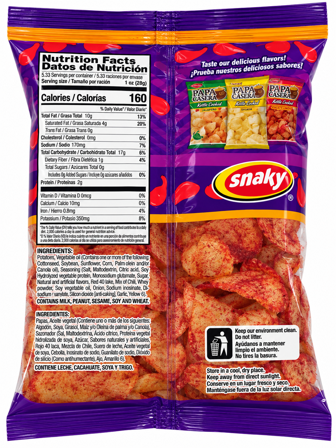 Papa Casera Kettle Cooked Chile y Limón Potato Chips – 5.64 oz