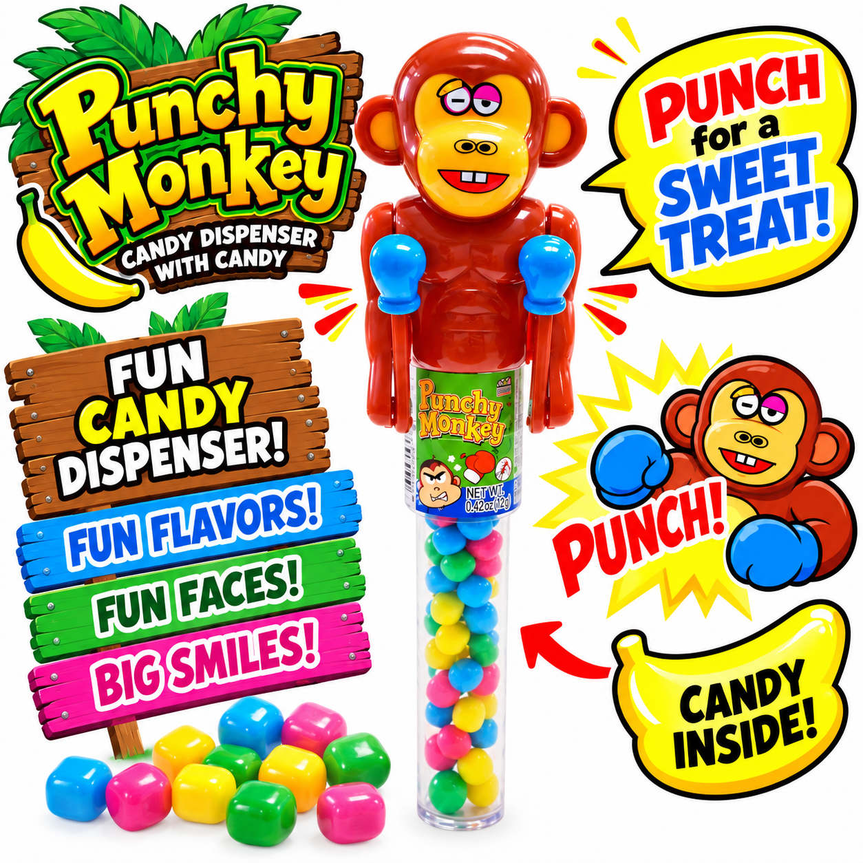 Kidsmania Punchy Monkey Candy Toy - 0.42oz