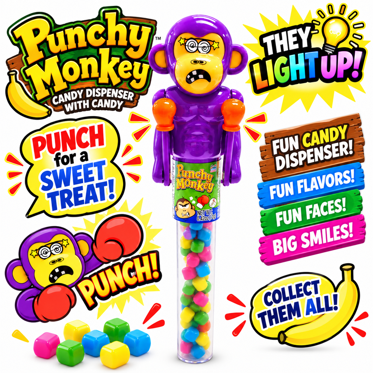 Kidsmania Punchy Monkey Candy Toy - 0.42oz