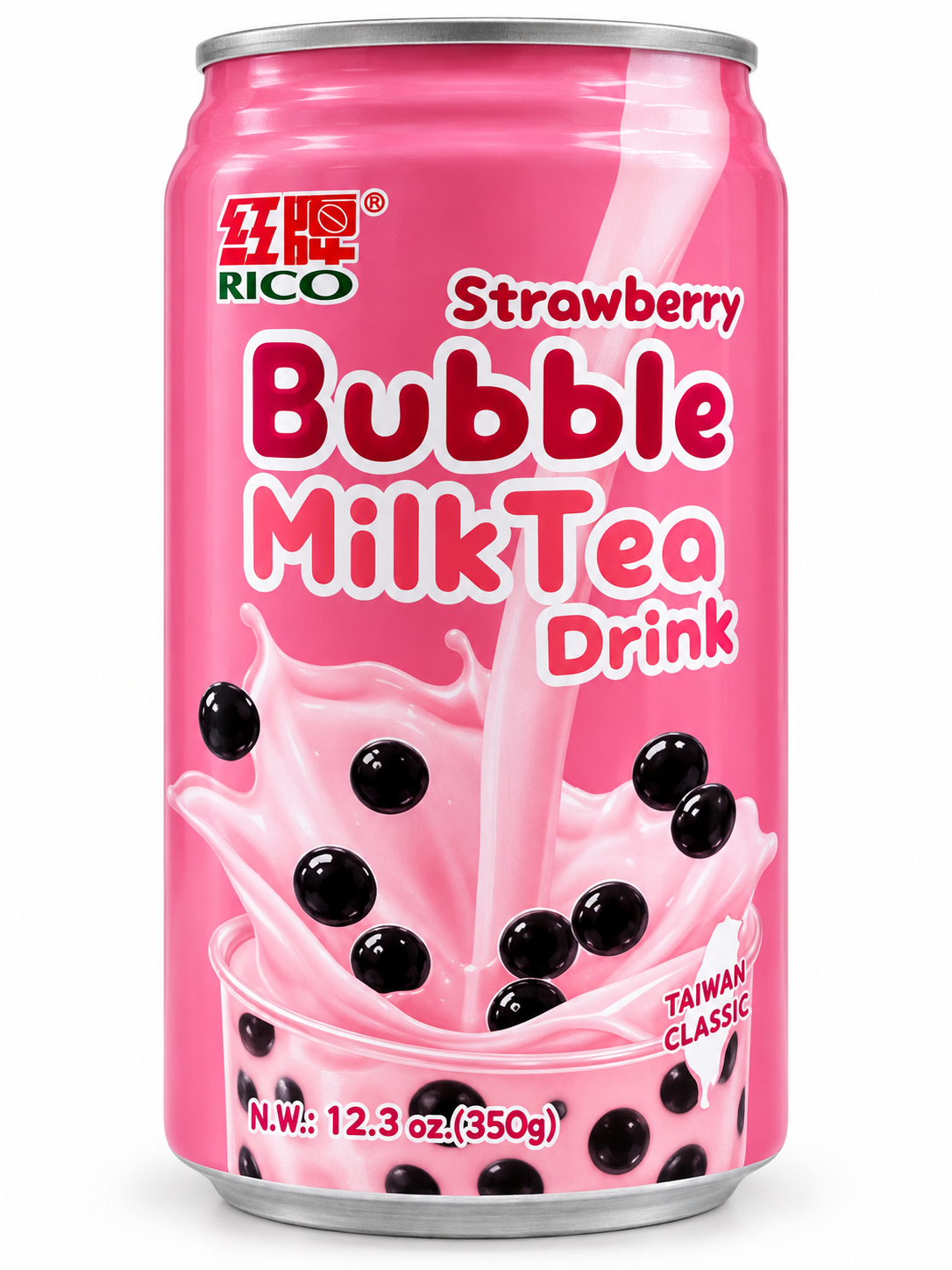 Rico Strawberry Bubble Milk Tea Drink – 12.3 oz