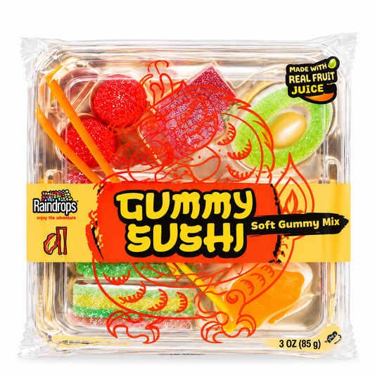 Raindrops Mini Gummy Candy Sushi – 3 oz