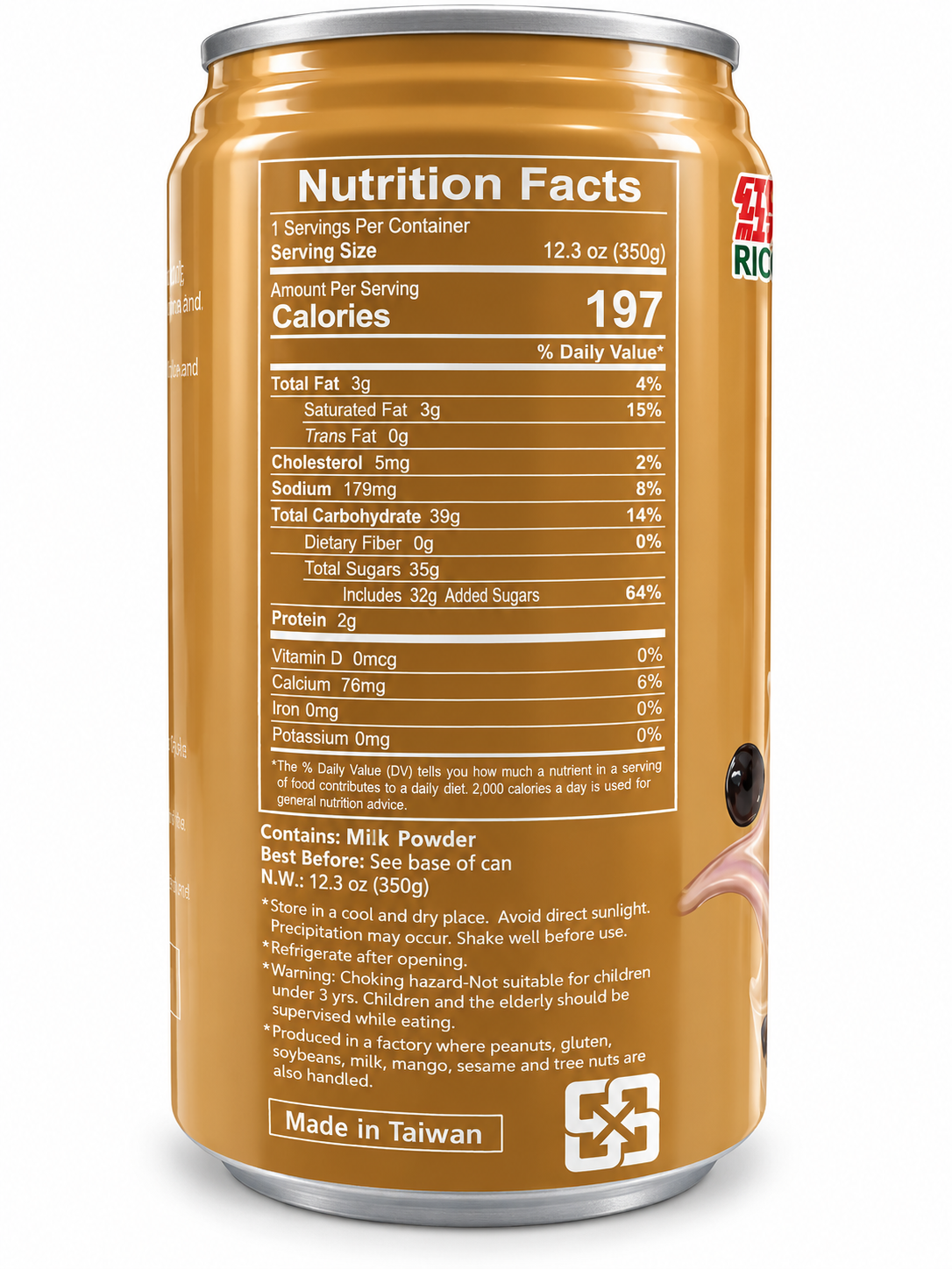 Rico Coffee Bubble Milk Tea Drink – 12.3 oz