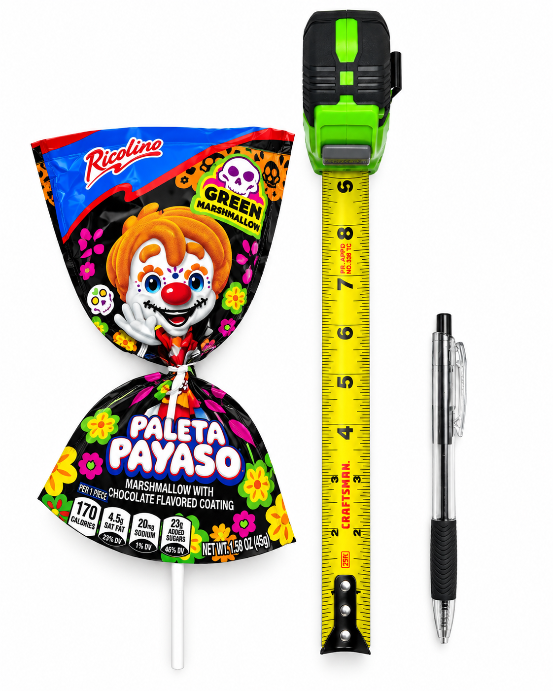 Ricolino Paleta Payaso Green Marshmallow Halloween Edition – 1.58 oz