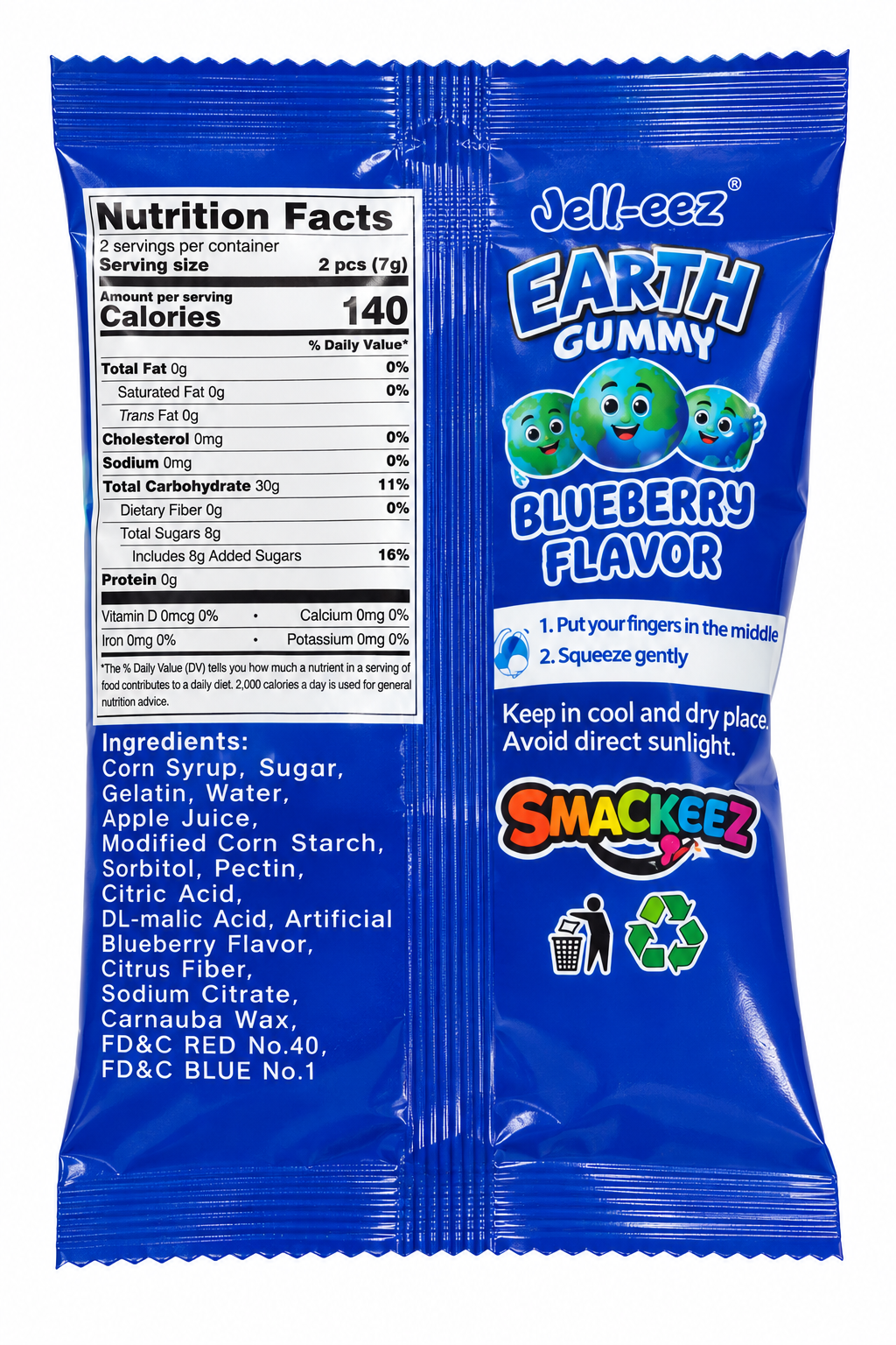 Smackeez Jell-eez Earth Gummy – Blueberry Flavor
