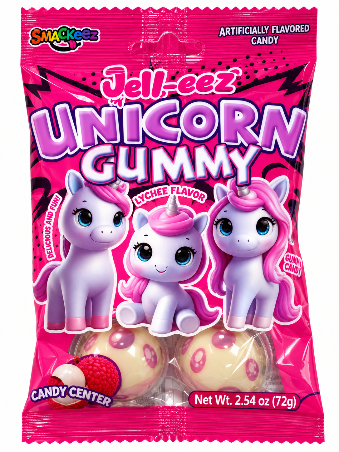 Smackeez Jell-eez Unicorn Lychee Gummy Candy