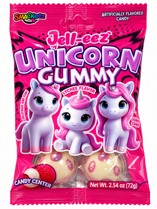 Smackeez Jell-eez Unicorn Lychee Gummy Candy