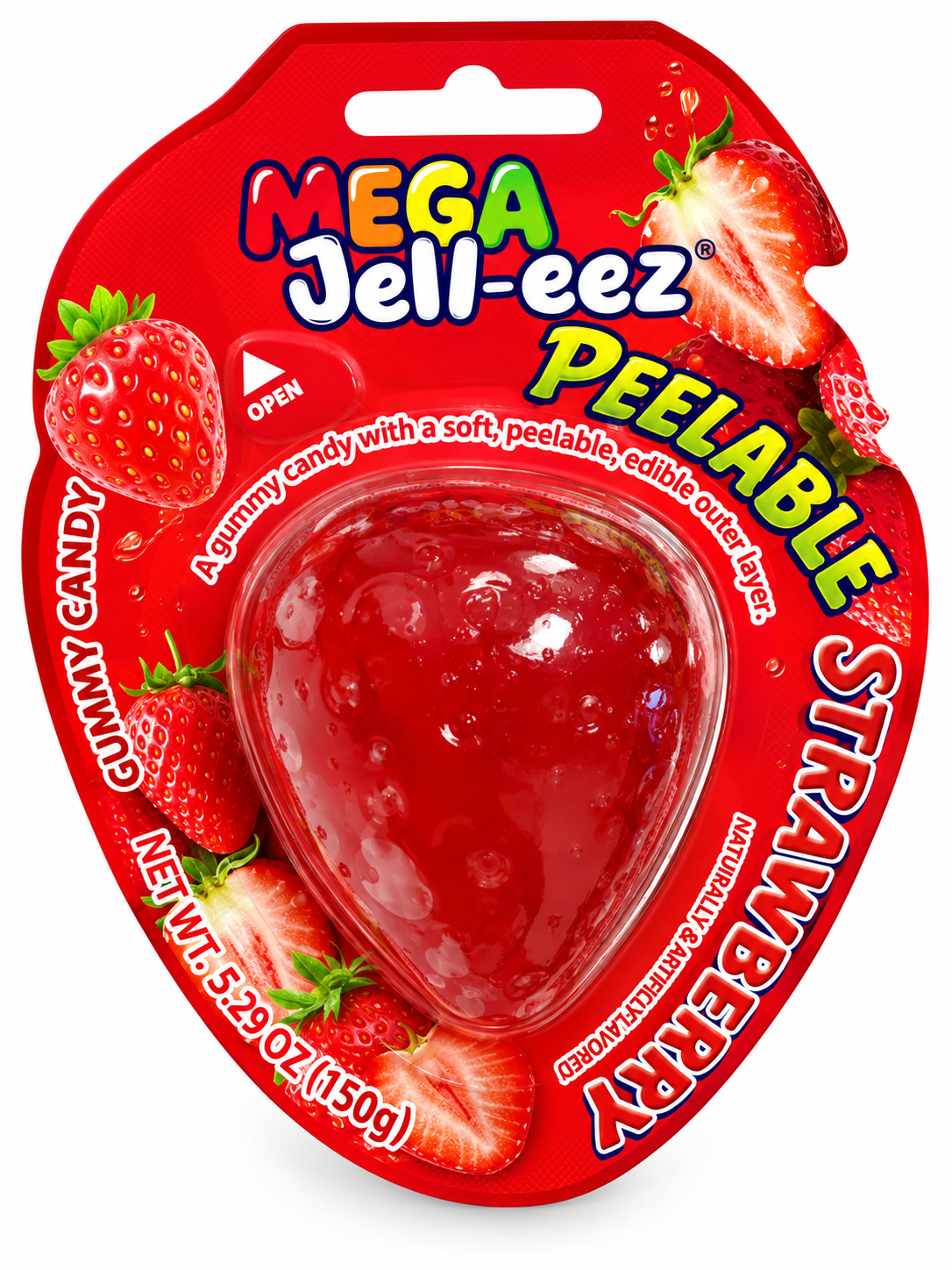 Smackeez Mega Jell-eez Peelable Strawberry Gummy Candy