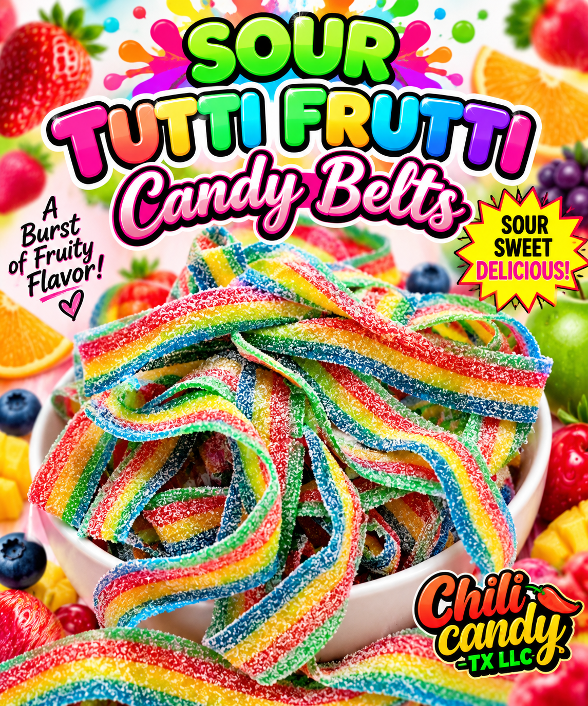 Sour Tutti Frutti Candy Belts